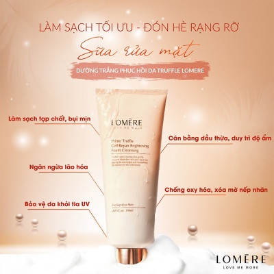 Sữa Rửa Mặt Lomere Nấm Cục Làm Sạch Sâu Lỗ Chân Lông, Dưỡng Trắng An Toàn Dịu Nhẹ Prime Truffle Cell 150ml