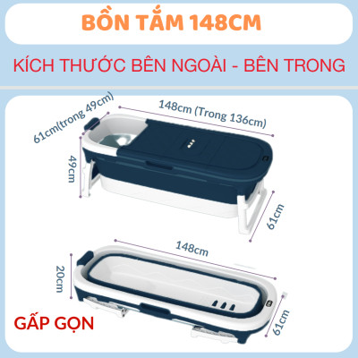 Bồn tắm gấp gọn thông minh Legaxi dành cho người lớn trẻ em, Có thể làm bể bơi Size 148 Cm