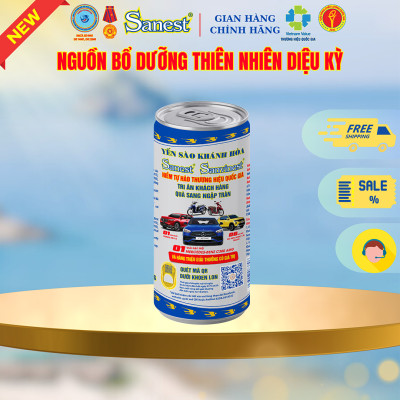 *Nước Yến sào Khánh Hòa Sanest không đường 7,5% - Hộp 6 lon x 190ml.