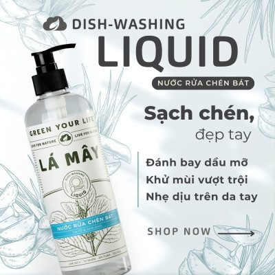 NƯỚC RỬA CHÉN BÁT (KHÔNG ĐẬM ĐẶC) TÍA TÔ & NHA ĐAM LÁ MÂY 500mL