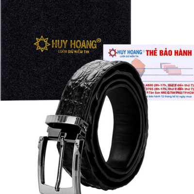 Thắt Lưng Nam Da Cá Sấu Gai Lưng Đầu Kim Huy Hoàng HT4727 - Đen