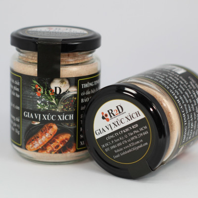 Gia Vị Xúc Xích hũ 200g chính hãng R2D thành phần hữu cơ dùng làm nguyên liệu chế biến xúc xích ngon đúng chất