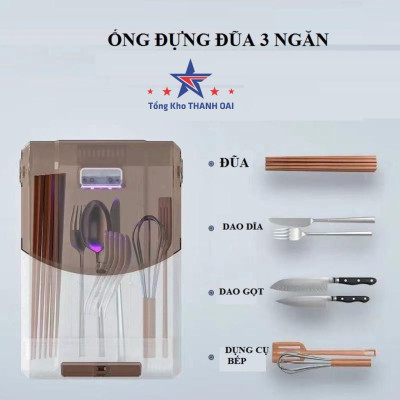 ◎◕ Ống đựng đũa thìa treo tường có nắp đậy sấy khô muỗng phiên bản USB