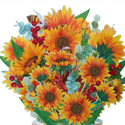 Thiệp 3D Pop Up Bó Hoa Hướng Dương – You Are My Sunshine – Thiệp Hoa Nghệ Thuật, Sinh Nhật, Chúc Mừng, Lãng Mạn, FB03