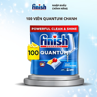 Muối Finish 1.5kg + Bóng Finish 1150ml + 100 Viên Finish Quantum dùng cho Máy Rửa Bát