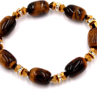 Chuỗi tay đá mắt hổ vàng đen FSHV11