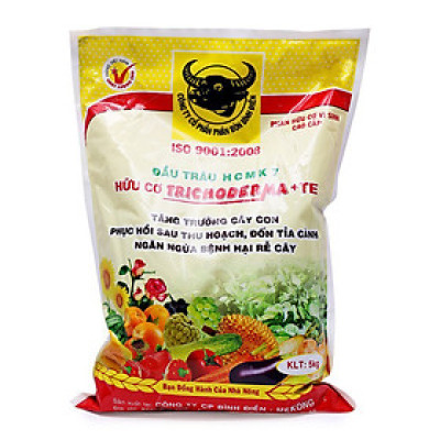 Gói 5 Kg Phân bón đầu trâu hữu cơ vi sinh cao cấp Trichoderma + TE giúp kháng bệnh và tăng trưởng khỏe cho cây trồng