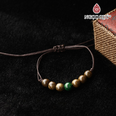 Vòng trầm tốc thắt dây phối đá cẩm thạch sơn thủy - Ngọc Quý Gemstones