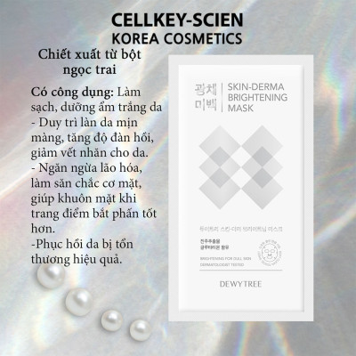 Hộp 10 Miếng Mặt Nạ Ngọc Trai Dưỡng Ẩm Trắng Da Ngăn Ngừa Lão Hóa Phục Hồi Da Dewytree Skin Derma Brightening Mask 230g