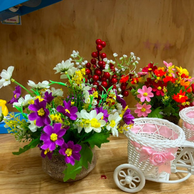 Bình hoa giả để bàn đồng giá - cao từ 15cm đến 18cm - Cây giả, hoa lụa Decor trang trí nhà cửa