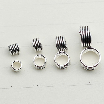 Combo 10 cái charm bạc chặn hạt họa tiết lò xo - Ngọc Quý Gemstones