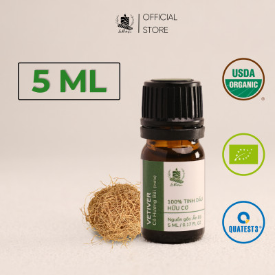 Tinh Dầu Cỏ Hương Bài (Ấn Độ) - 100% Nguyên Chất Hữu Cơ - Le Rustique - Tinh Dầu Bản Địa Ấn Độ