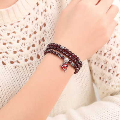 VÒNG TAY HỒ LY NHIỀU LỚP ĐÁ THẠCH LỰU ĐỎ TÌNH DUYÊN MAY MẮN