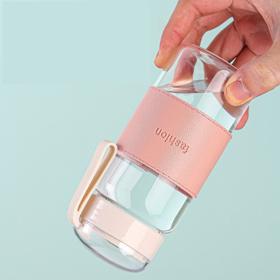 Bình Thuỷ Tinh Có Bọc Da Kèm Dây Đeo In Hình Chòm Sao Ở Nắp Dung Tích 340ml - Giao Màu Ngẫu Nhiên