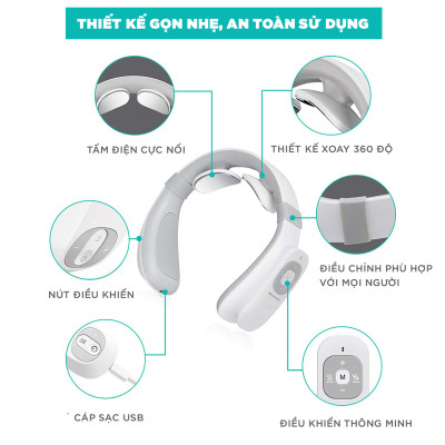 Máy Massage Cổ Vai Gáy Chuyên Sâu KINGTECH - Sử Dụng Xung Điện Kết Hợp Nhiệt Trị Liệu - Quà Tặng Cao Cấp - Chính Hãng