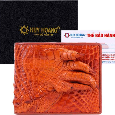 Ví Nam Da Cá Sấu Gù Chân Huy Hoàng HT2234 (12.5 x 10 cm) - Vàng