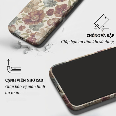 Ốp lưng chống sốc 2m hiệu HOTCASE 3D Wildflower cho iPhone 17 16 15 14 13 12 11 Pro Max 14 15 16 Plus - Hàng nhập khẩu