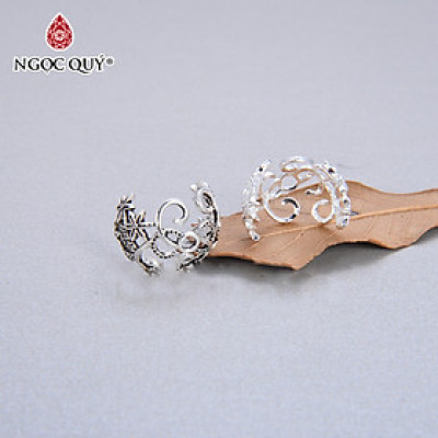 Combo 2 cái charm bạc ôm hạt họa tiết hoa văn  - Ngọc Quý Gemstones