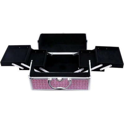 Hộp đựng mỹ phẩm đồ trang điểm cỡ lớn màu tím kích thước 30x19x20cm Hando