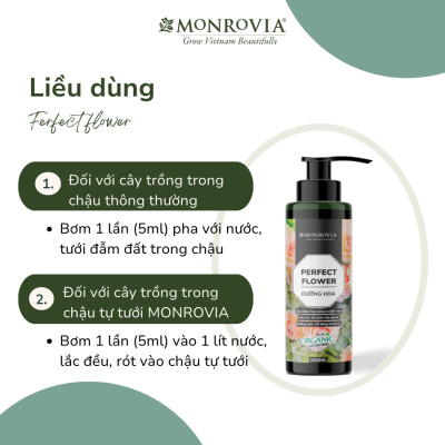 Phân bón hữu cơ DƯỠNG HOA MONROVIA pha sẵn, giúp đẩy nụ, hoa to đậm, vươn cao dành cho hoa hồng, hoa lan dung tích 500ml