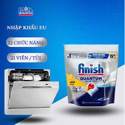 Viên rửa bát Finish Quantum 60 viên hương chanh - 14 chức năng