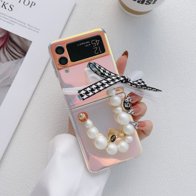 Ốp lưng chống sốc có dây đeo ngọc trai cho Samsung Galaxy Z Flip 4 hiệu HOTCASE Pearl Strap Case (chất liệu cao cấp sang trọng, thiết kế thời trang nữ tính) - Hàng nhập khẩu