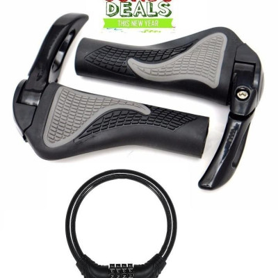 Bộ 2 Tay Nắm Sừng Trâu Xe Đạp Thể Thao Cao Cấp tặng Khóa xe đạp chống trộm 4 số đổi mã