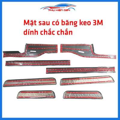 Bộ ốp bậc cửa trong ngoài nẹp bước chân Rush 2018-2019-2020 vân Titan chống trầy trang trí xe