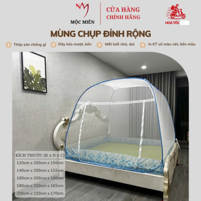 Màn Chụp , Mùng Chụp Tự Bung Đỉnh Rộng Cao Cấp Mộc Miên - Kích Thước 1,8mx2m ( Hà Nội )