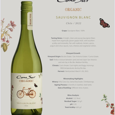 RƯỢU VANG TRẮNG CHILE ORGANIC SAUVIGNON BLANC VEGAN
