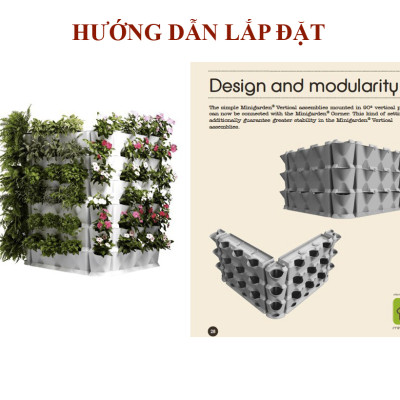 Khung Vườn Đứng Cây Ban Công (Bộ 8 tầng Module Vertical + 1 Tray nước nhập khẩu Bồ Đào Nha (không kèm tưới) dùng trồng cây xanh treo tường dạng đứng