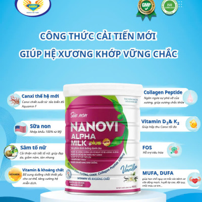 COMBO 2 lon Sữa Non Nanovi Alpha Milk Plus bổ sung Canxi 