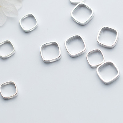 Combo charm bạc hình vuông lồng hạt xỏ ngang - Ngọc Quý Gemstones