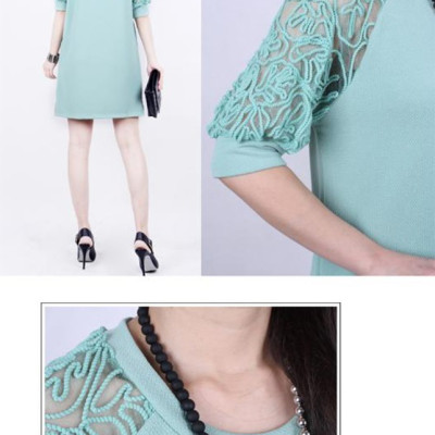 Đầm suông phối ren tay da01