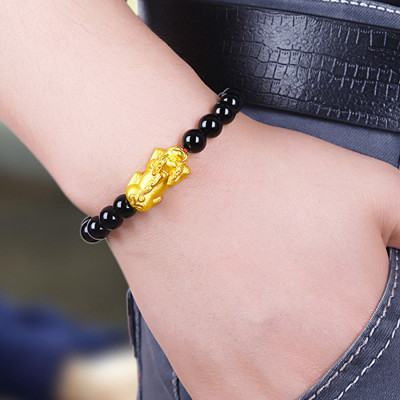 Vòng Tay Tỳ Hưu Đá Opal Đen Tự Nhiên 12mm