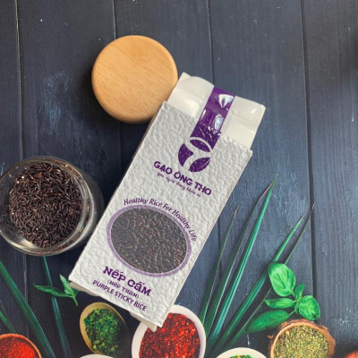 Combo 2 sản phẩm Gạo Ông Thọ - Nếp Cẩm cao cấp túi 1kg hút chân không. Sản phẩm gạo sạch hữu cơ dinh dưỡng cho sức khỏe