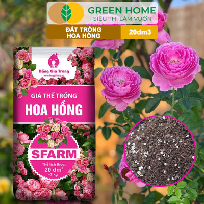 Đất Trồng Hoa Hồng Greenhome, Sfarm, Túi 4Kg, Hữu Cơ, Trộn Sẵn, Tiện Lợi, Đầy Đủ Dinh Dưỡng