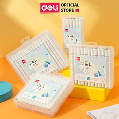 [Sơn Tùng M-TP Collection] Bút Màu Marker Chuyên Nghiệp Cao Cấp Hộp Nhựa BST Limited Deli - Họa Cụ Tô Màu Dạ Vẽ Tranh Manga Anime Thiết Kế Thời Trang, Trang Trí Sổ Tay Kế Hoạch Planner - CC185