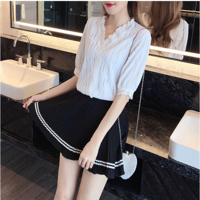 Áo sơ mi nữ tay lửng cổ V, chất co giãn mềm mát, thời trang phong cách Hàn Quốc Sm185