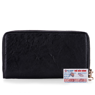 Bóp nữ da đà điểu Huy Hoàng 2 khóa màu đen, nâu đỏ, vàng bò, nâu đất HT3440-41-42-43