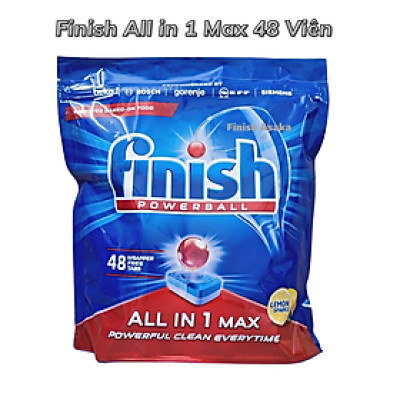 Viên rửa bát Finish All in 1 Max Túi 48 Viên, Hương Chanh - Chính Hãng.
