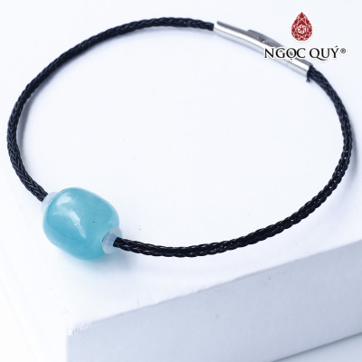 Vòng dây thép đá amazonite mệnh thủy , mộc - Ngọc Quý Gemstones