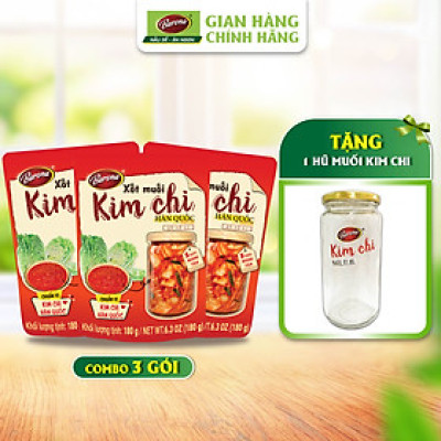 Xốt Muối Kim Chi Hàn Quốc Barona 180g, Combo 3 gói Tặng 1 Hũ Thủy Tinh Cao Cấp (1 lít)