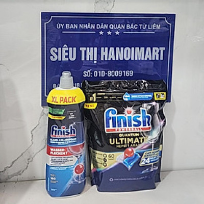 Combo nước làm bóng bát finish 750ml+viên rửa bát finish quantum 54 viên dùng cho máy rửa bát