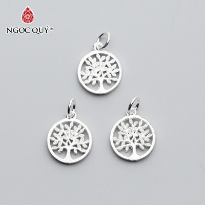 Charm bạc trắng hình cây trí tuệ treo - Ngọc Quý Gemstones