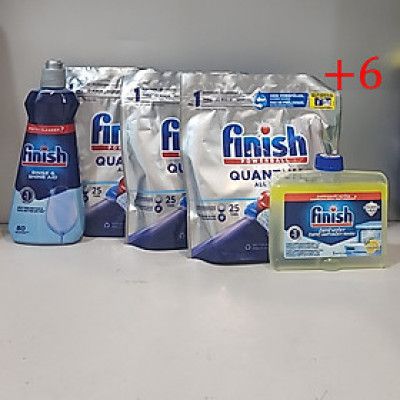 Combo Nâng Cao: 3 X Túi 27 Viên Nước Rửa Bát Powerball Quantum + Nước Làm Bóng Rinse & Shine Aid + Dung Dịch Tẩy Rửa Máy Rửa Chén Bát