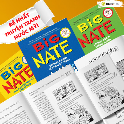 Sách Song Ngữ Việt - Anh: Big Nate – Combo 3 cuốn sách Thiếu Nhi Truyện Tranh Cho Trẻ Kèm File Audio và Note Từ Vựng