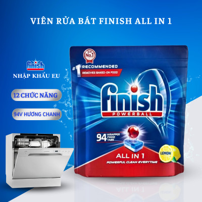 Túi 94 viên rửa chén Finish All In1 Max Dishwasher Tablets Chanh PTT09440