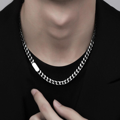 【Khắc tên ghi chú】Vòng tay, Vòng cổ nam nữ Cuba thép titan Khắ tuỳ chỉnh Lắc tay Dây chuyền