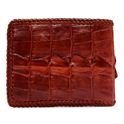 HJ2223 - Bóp nam Huy Hoàng da cá sấu đan viền màu nâu đất